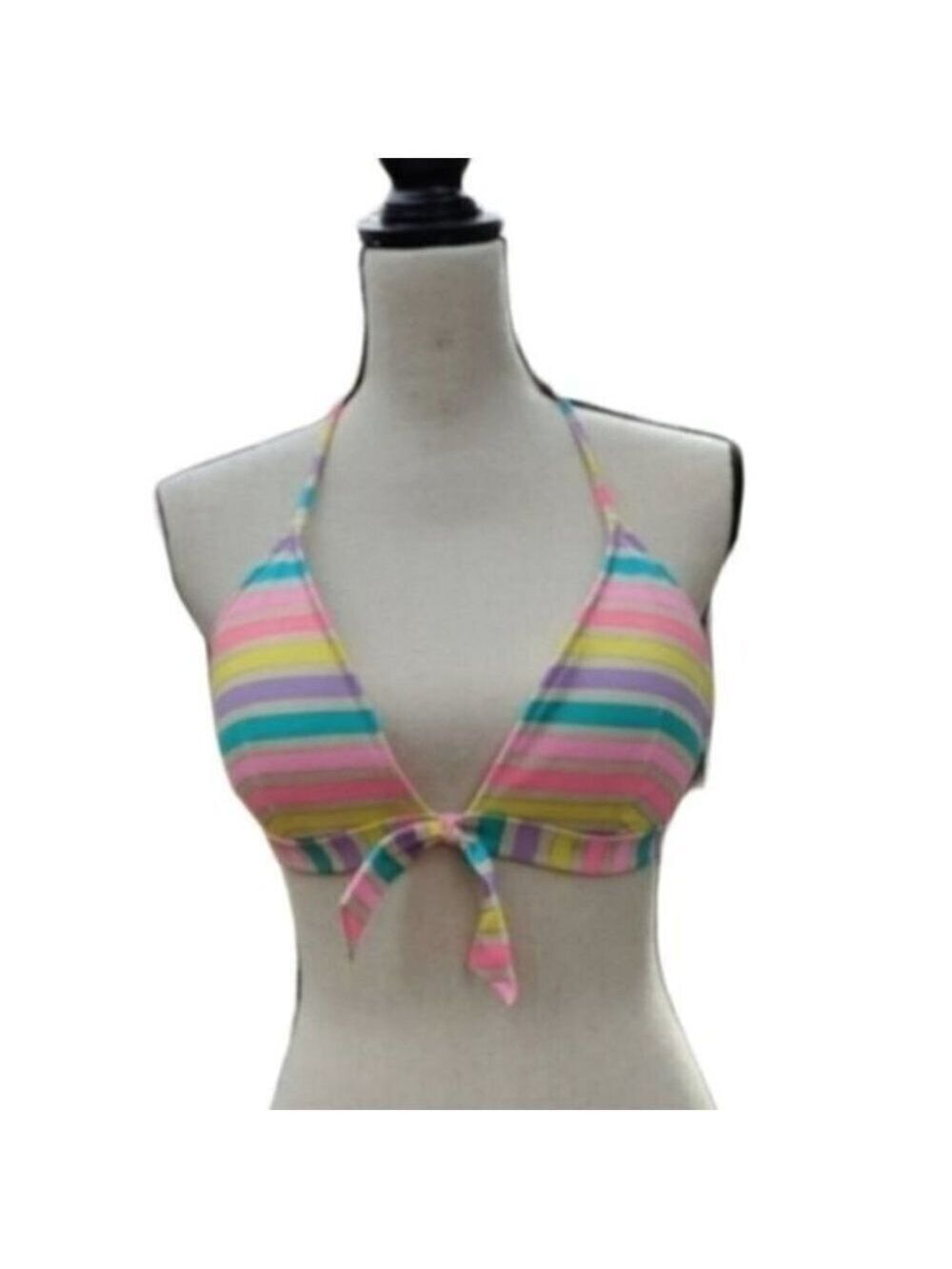 Victoria's Secret Multi Color Striped Bikini Top L